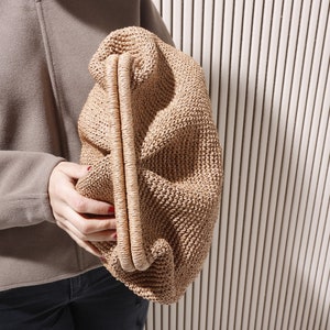 XLarge Straw Clutch, Oversized Straw Cluch, Big Raffia Clutch, Capucciono Clutch, Knitted Bag, Raffia Crochet Clutch, Large Purse Clutch image 9