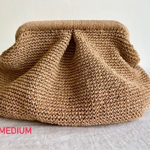 Large Straw Clutch, XL Bag Coach, Big Raffia Clutch, Straw Bag for women, Knitted Bag, Straw Handbag for women clutch, Large Coach Clutch Natural M