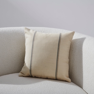 Wabi Sabi Pillow Set 3, Wool Striped Pillow Cover, Striped Minimal Cushion Cover, Ivory Cushion Cover, Cream Boho Pillowcase, Set of 3 image 8