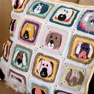 Funda de almohada para niños con animales bonitos, cojín de abuela para perro, cojín cuadrado afgano para perro, cojín de punto para perro, cojín cuadrado para perro, almohada PERRO