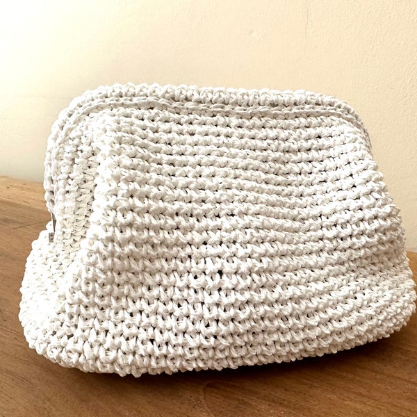 White Straw Clutch, White MALLORY BAG, Raffia Purse, White Coach, White Crochet Clutch, Wedding Clutch, Bridesmaid GIFT