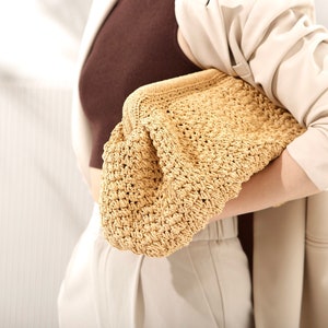Raffia Clutch Bag, GRATER BAG, Large Summer Clutch, Beach Clutch, Crochet Raffia Bag, Straw Clutch, Raffia Pouch Bag