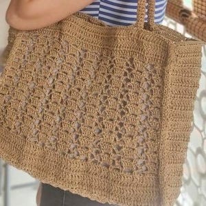 Oversized Crochet Raffia Beach Bag, Handmade Shoulder Tote, Natural Boho Style, Handmade Raffia Tote Bag, Large Crochet Summer Beach Bag