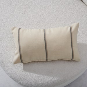 Wabi Sabi Pillow Set 3, Wool Striped Pillow Cover, Striped Minimal Cushion Cover, Ivory Cushion Cover, Cream Boho Pillowcase, Set of 3 image 7