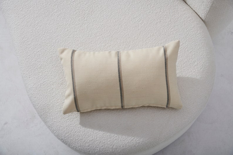 Wabi Sabi Pillow Set 3, Wool Striped Pillow Cover, Striped Minimal Cushion Cover, Ivory Cushion Cover, Cream Boho Pillowcase, Set of 3 image 7