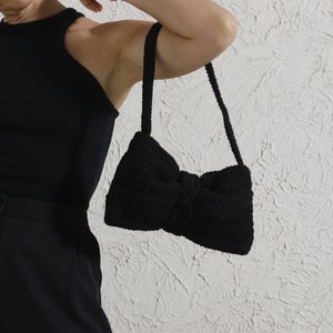 Mini Crochet Bow Bag, Knitted Bow Bag, Coquette Shoulder Bag, Handmade Crochet Bag, Pink Bow, Bow Bag, Crochet Shoulder Bag, TikTok Bow Bag