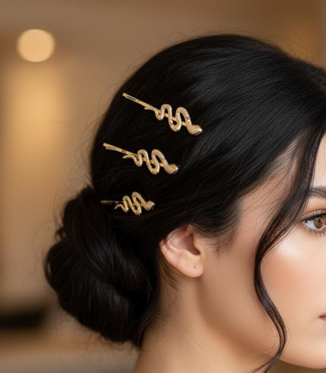 CAKURE Goldene Schlangen-Haarspangen Set (2 Stück) – Stylische Metall-Klammern Für Frauen & Mädchen