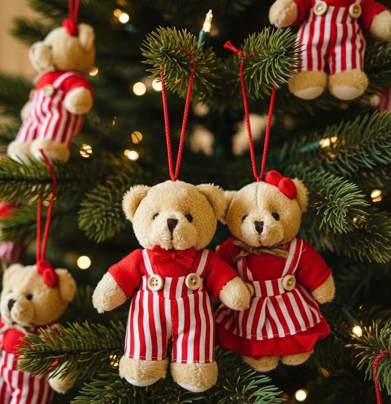 Teddy Bear Christmas Tree or Ornaments: Small Bear Ornament, Cute Plush ...