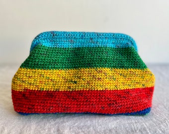 Crochet Clutch, Knit Clutch Purse, Coach Clutch, Handbag Tote Bag, Colorful Bag Coach, Hand-Knitted Clutch, Crochet Bag,  Knit Clutch