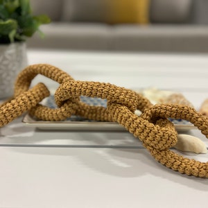 Crocheted Link, Chain Link, Crochet Knot, Wabi Sabi Decor, Wabi Sabi Art, Minimalist Home Decor, Shelf decor, Crochet Decor image 1