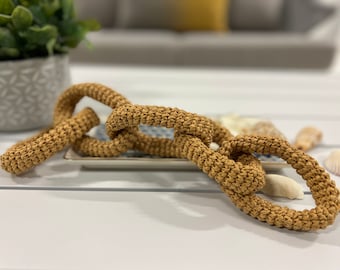 Crocheted Link, Chain Link, Crochet Knot, Wabi Sabi Decor, Wabi Sabi Art, Minimalist Home Decor, Shelf decor, Crochet Decor