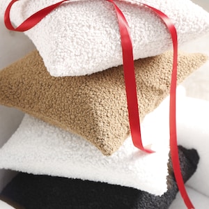 BOUCLE PILLOW Cover, Boucle Cushion, Ecru Boucle Pillow, Black Boucle Pillow, Beige Bouclé Cushion, Curly Pillow Cover, Brown& Cream