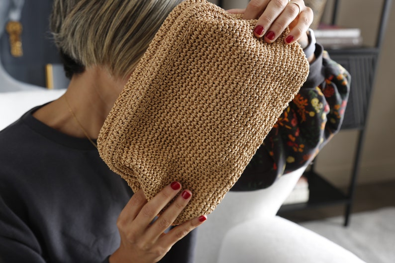 Raffia Clutch Bag Straw Clutch Woven Dumpling Bag Raffia Etsy