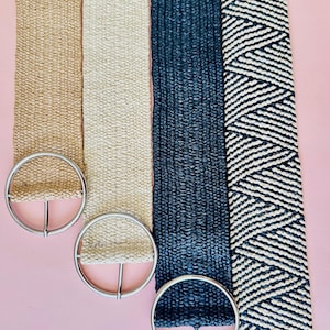 Boho Raffia Women Belt, Bohem Outfit Waist Belt, Chic Beach Straw Belt, Braided Raffia Belt, Vintage Boho Natural Belts, Black White Striped