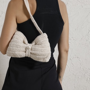 Mini Crochet Bow Bag, Knitted Bow Bag, Coquette Shoulder Bag, Handmade Crochet Bag, Pink Bow, Bow Bag, Crochet Shoulder Bag, TikTok Bow Bag