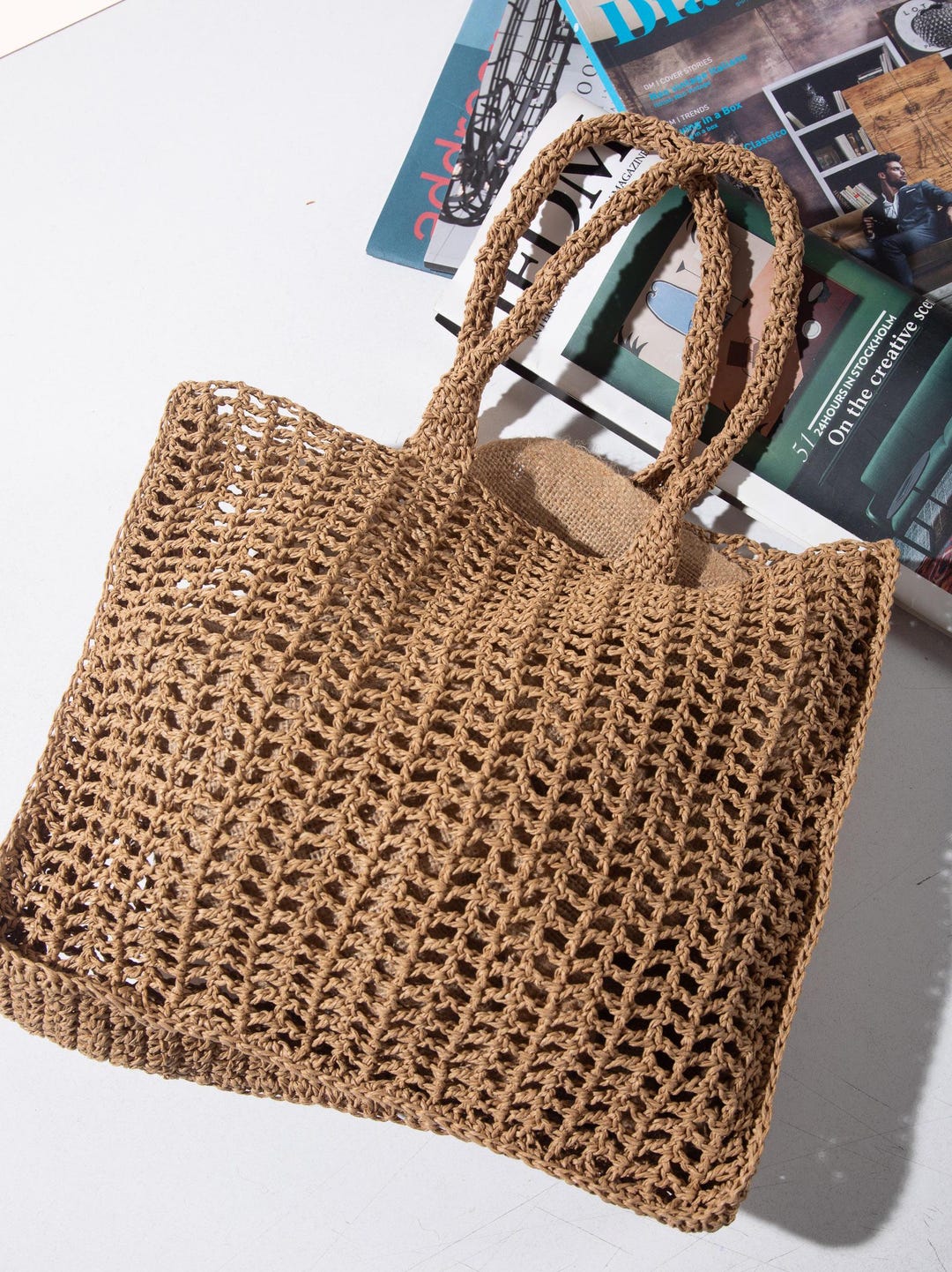 Natural Crochet Straw Weeve Shoulder Bag