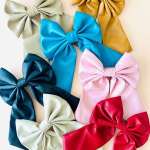 Faux Leather Bow Hair Clip, Bow Leather Women Barrette, Hair Accessory, Party Favor, Faux Leather Bow Hair Barrette Women Hair Accessory