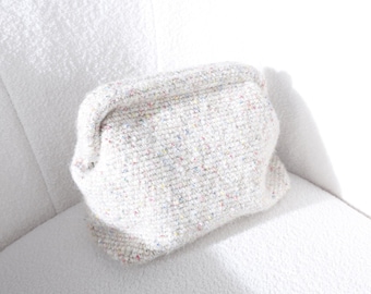 Cotton Clutch Purse, Knitted Crochet  Handbag, Purse Bag, Chic Clutch Bag, Handmade Bag