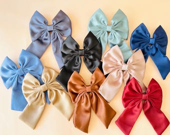 Satin Bow Hair Clip for Girls & Women, Satin Coquette Hair Bows, Handmade Shiny Ribbon Barrette,  Elegant Hair Accessory, Bridesmaid Gift