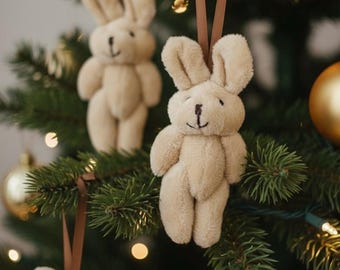 Tiny Rabbit Bunny Keychain: Mini Animal Keychain and Charm, Plush Rabbit Ornament
