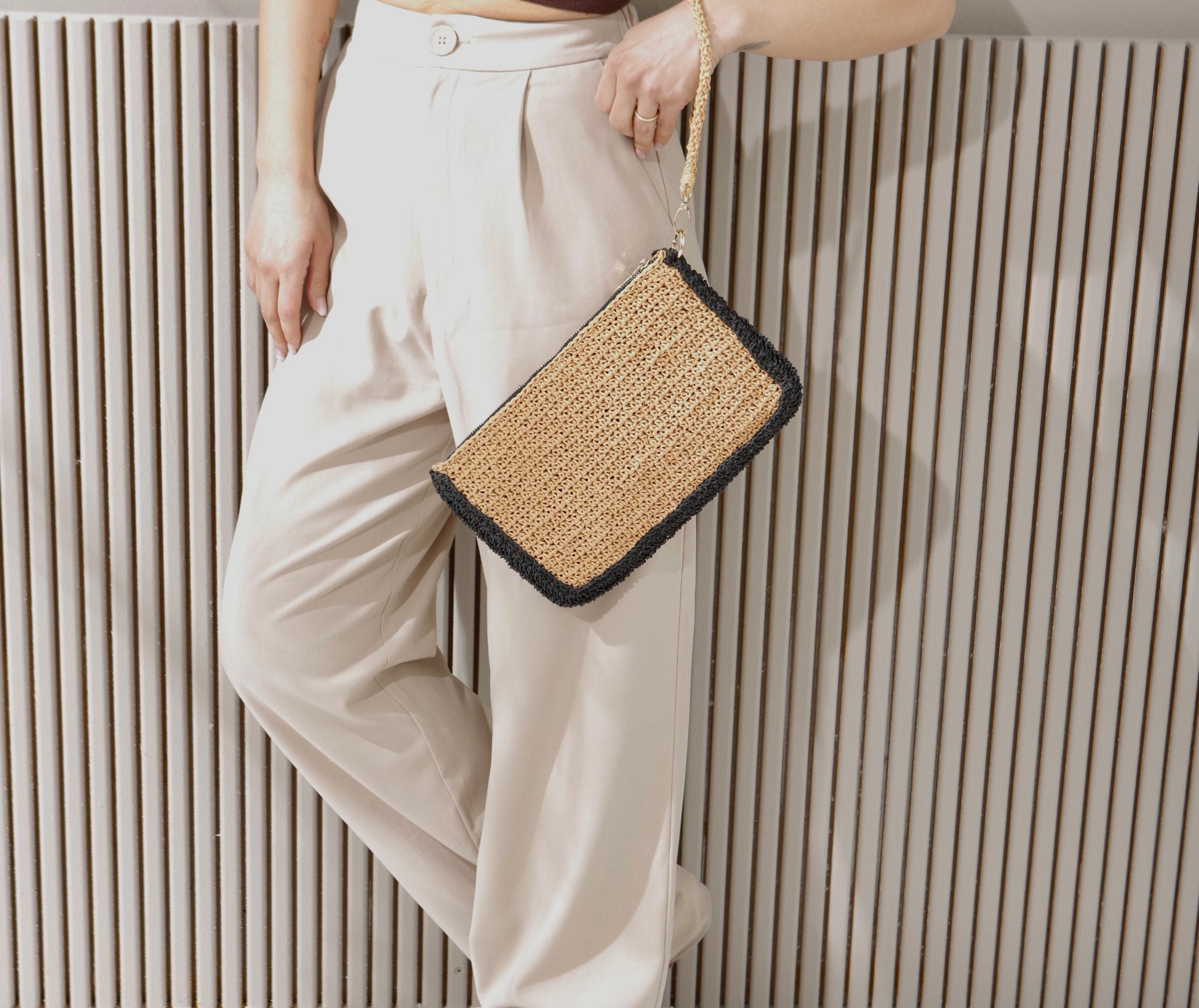 Straw Wallet CLUTCH, Raffia Envelope Coach, Natural Hand-knitted Clutch ...
