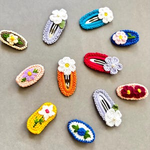 Crochet Daisy Hair Clips, Handmade Crochet Hair Clips, Floral Clips for Girls,  Toddler Snap Clips, Flower Hair Bow, Handmade Hair Accessory
