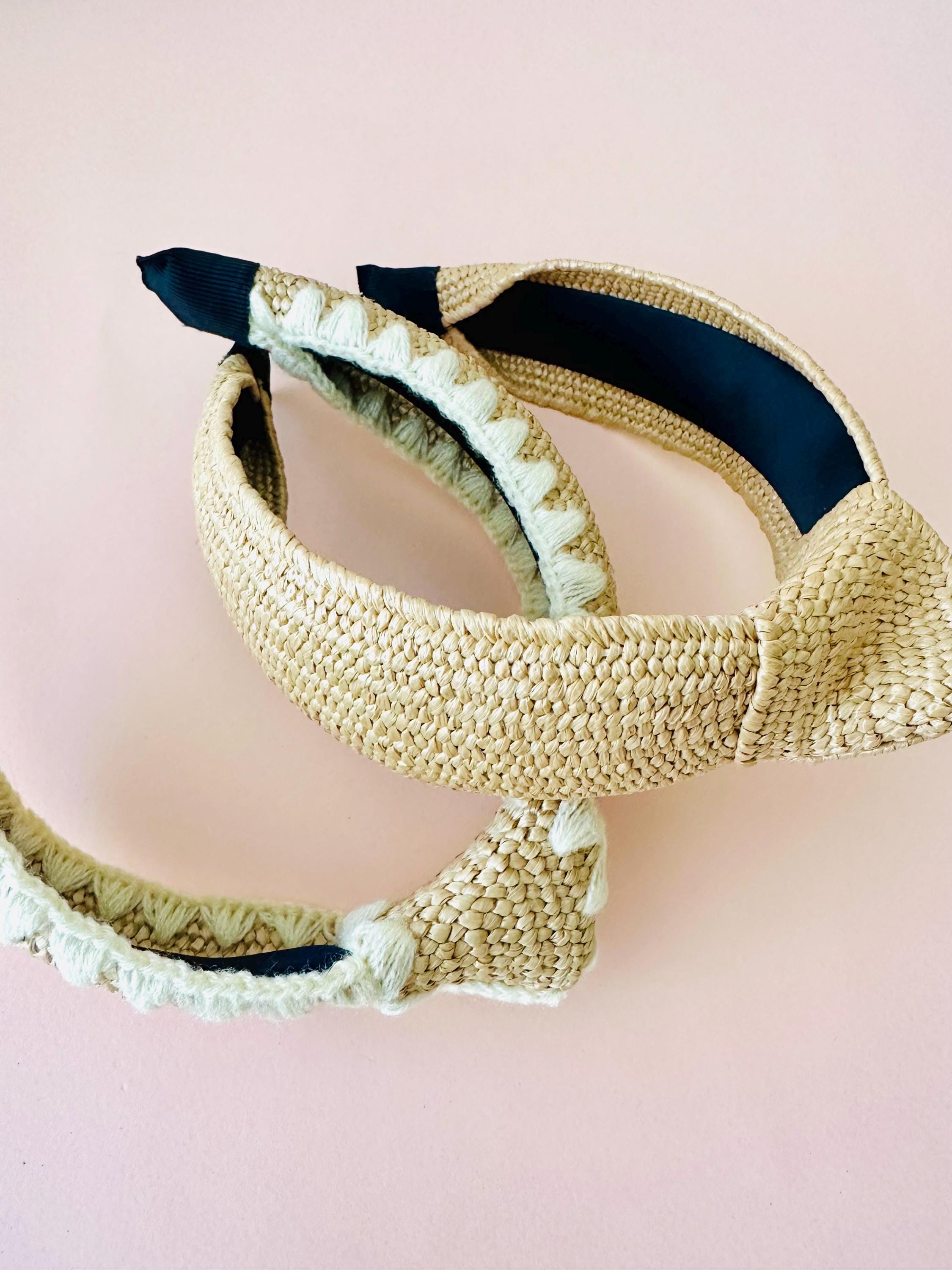 Raffia Boho Summer Knot Headband, Straw Headband, Woven  display picture 1