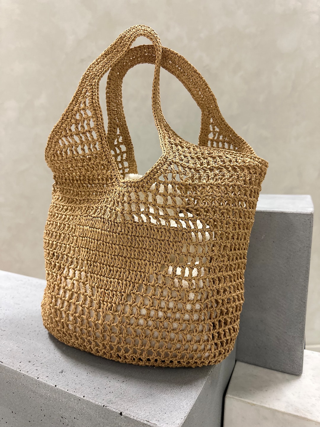 Raffia Beach Straw Basket Tote main image 0