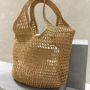 Raffia Beach Tote, Crochet raffia Bag, Straw Purse Bag, Raffia Shoulder Bag, Tote Handbag, Crochet Raffia Bag, Straw Tote Bag, Summer Bag