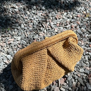 Raffia Crochet Beach Clutch Bag, Straw Crochet Clutch BAG, Raffia Bag Coach, Natural Hand-Knitted Clutch, Woven Raffia Bag, Straw Clutch,