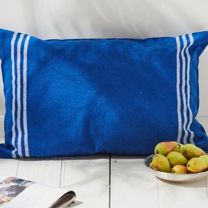 Blue Pillow Cover, Cushion Cover, Marine Pillow Cover, Blue Hamptons Style Cushion, Coastal Pillow Case, Outdoor Cushion Cover 40x60 cm.