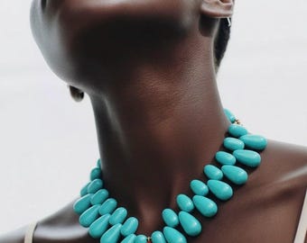 Collar bohemio con diseño de océano tropical, colgante de estrella de mar grande con detalles rojos, joya única para fiestas en la playa, edición limitada, regalo para amantes del mar.