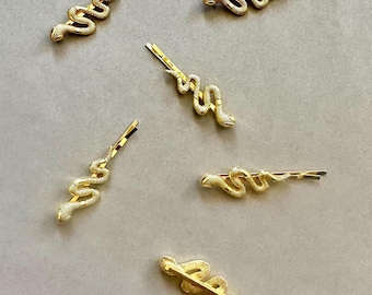 2pcs Gold Snake Hair Clips, Mini Snake Hair Clips, Chic Gothic Metal Alligator Barrettes, Unique Hair Accessories, Cool Edgy Hair Jewelry