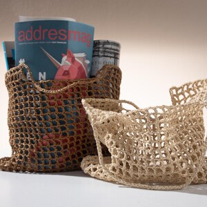 Handmade Crochet Raffia Beach Bag, Eco-Friendly Paper Yarn Market Bag, Handmade Crochet Tote, MESH Raffia Tote, Reusable Shopping Bag