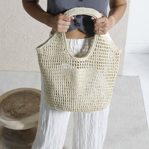Crochet Raffia BagTote, Handmade Crochet Raffia Bag, Straw Purse Bag, Raffia Shoulder Bag, Tote Handbag, Crochet Raffia Bag, Beach Big Tote