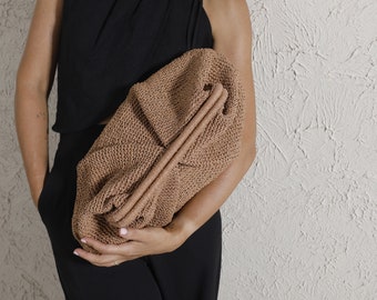 Cappucino Raffia Clutch Bag, Oversized Straw Clutch, Large  Straw Clutch, Brown Raffia Clutch, Woven Bag, Raffia Crochet Clutch, Clutch Bag
