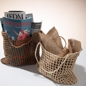 Handmade Crochet Raffia Beach Bag, Eco-Friendly Paper Yarn Market Bag, Handmade Crochet Tote, MESH Raffia Tote, Reusable Shopping Bag