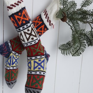 Rustic Socks, Hand Knitted Wool Socks, Ethnic Turkish Socks, Cotton Socks, Cotton Handmade Socks, Organic Wool Socks image 5