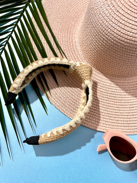 Knotted Raffia Headband, Wicker Braid Wide Top Knot, Summer Beach Hair Accessory Amazon.com : ZITULRY Knotted Raffia Headbands for Women Boho  main image 2