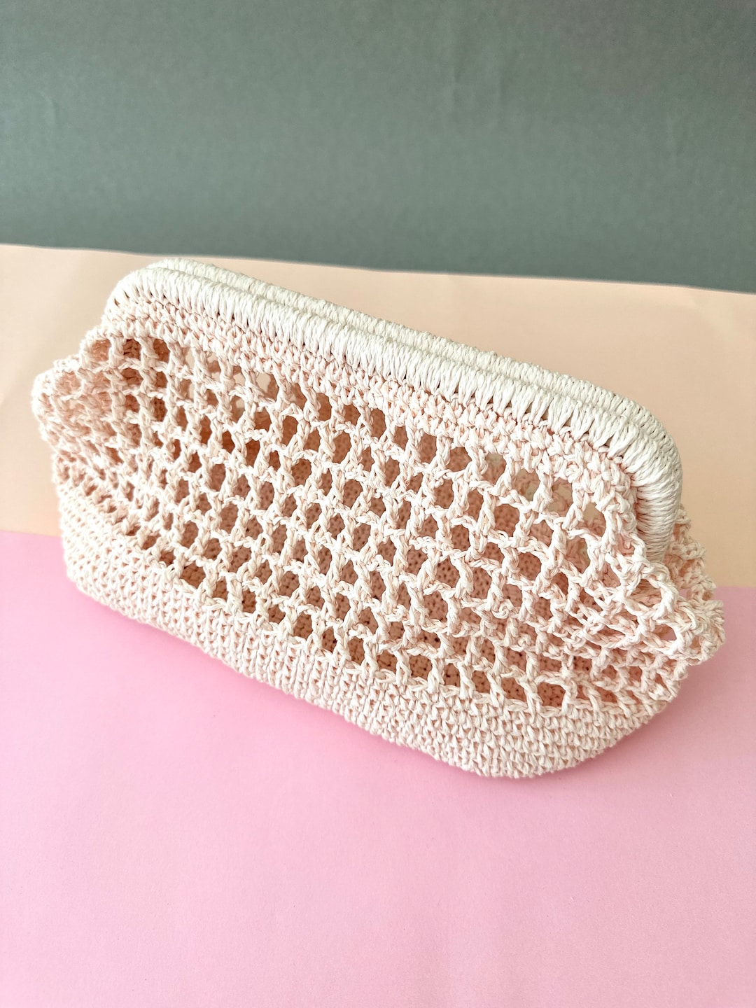 Light Pink Beach Clutch Straw Crochet Clutch BAG Pink Raffia Etsy