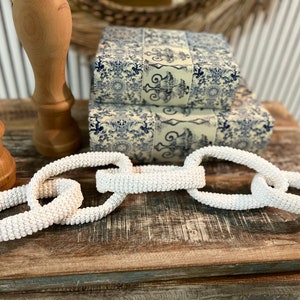 Crocheted Link, Chain Link, Crochet Knot, Wabi Sabi Decor, Wabi Sabi Art, Minimalist Home Decor, Shelf decor, Crochet Decor image 8
