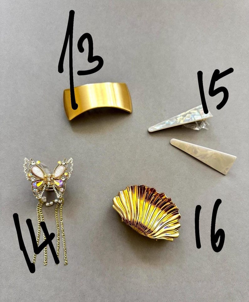 Fermagli per capelli dorati di lusso, fermaglio per capelli a forma di serpente in metallo, fermagli per capelli gialli, fermagli per capelli, fermagli per capelli dorati, artigli dorati, fermagli per capelli, regalo fermagli per capelli a forma di serpente immagine 3