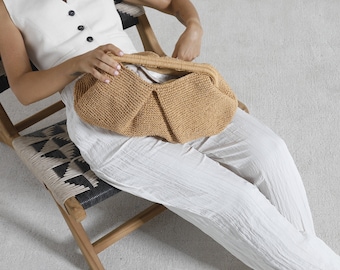 Bolso de mano de playa de rafia a crochet, bolso de mano de paja con asa a crochet, bolso de rafia Coach, bolso de mano tejido a crochet, bolso de rafia tejido, bolso de mano a crochet