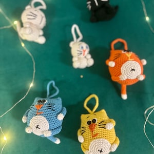 Cat Crochet Car Hanger, Car Cat Hanger, Cat Car Rear View Mirror Holder, Car Hanging Ornament, Crochet Cat Ornament, Cat Crochet Ornament