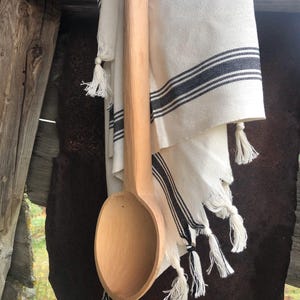 Oversized Handmade Wood Spoon, Vintage Cooking Spoon, Boho Wooden Kitchen Tool, Carved Big Wood Spoon, Handmade Rustic Serving Spoon,  16.5&quot;