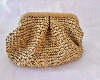 Bolso de mano de fibra natural, bolso de mano bohemio de rafia, bolso de paja de sisal, bolso de mano de rafia natural de crochet, bolso de mano de paja, bolso de crochet, bolso de rafia