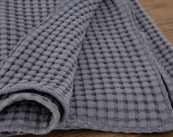 Liten grå babyfilt, våffelfilt, filt i 100 % bomull, babyfilt, mjuk grå pläd, pläd till turkisk soffa