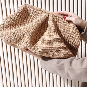 XLarge Straw Clutch, Oversized Straw Cluch, Big Raffia Clutch, Capucciono Clutch, Knitted Bag, Raffia Crochet Clutch, Large Purse Clutch image 4