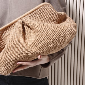 XLarge Straw Clutch, Oversized Straw Cluch, Big Raffia Clutch, Capucciono Clutch, Knitted Bag, Raffia Crochet Clutch, Large Purse Clutch Extra Large- XL