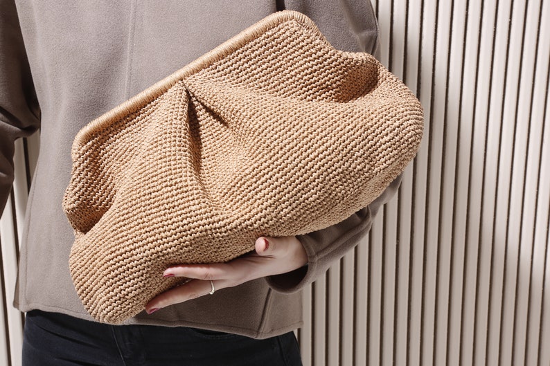 XLarge Straw Clutch, Oversized Straw Cluch, Big Raffia Clutch, Capucciono Clutch, Knitted Bag, Raffia Crochet Clutch, Large Purse Clutch Extra Large- XL